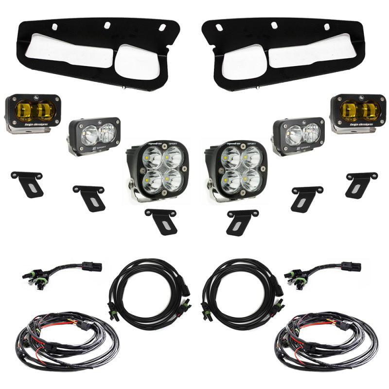 Baja Designs 21-22 Ford Bronco w/Steel Bumper S2 SAE Sportsmen Fog Pocket Light Kit - Amber - Rowdy Warehouse 