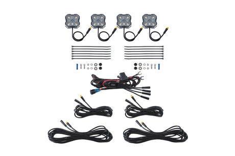 Diode Dynamics Stage Series Single Color LED Rock Light - White Diffused M8 (4-pack) - Rowdy Warehouse 