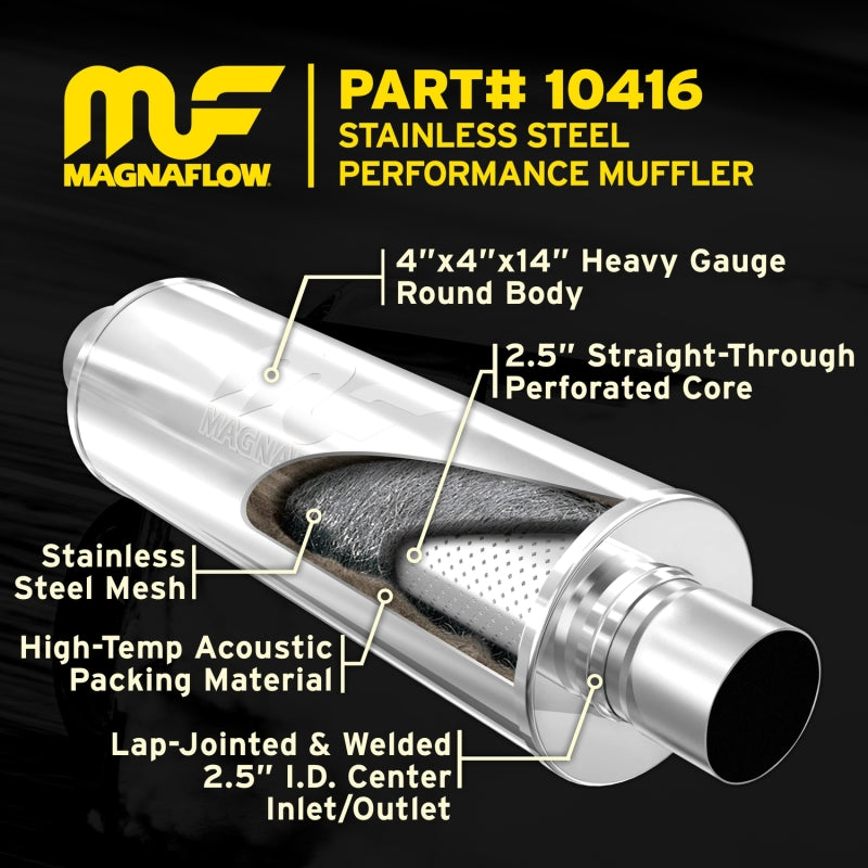 MagnaFlow Muffler Mag SS 14X4X4 2.5X2.5