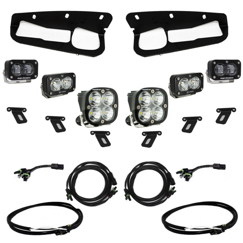 Baja Designs 21-22 Ford Bronco w/Steel Bumper S2 SAE Pro Fog Pocket Light Kit w/Upfitter - Clear - Rowdy Warehouse 