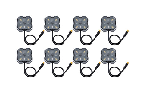 Diode Dynamics Stage Series Single Color LED Rock Light - White Diffused M8 (8-pack) - Rowdy Warehouse 