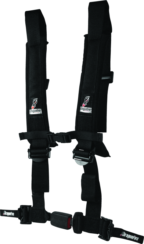 DragonFire Racing Harness H-Style- 4-Point- EZ-Adjust- 2in Buckle- Black - Rowdy Warehouse 