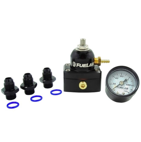 Fuelab 535 EFI Adjustable Mini FPR 25-90 PSI (2) -6AN In (1) -6AN Return (3) -6AN ORB w/Guage Kit - Rowdy Warehouse 