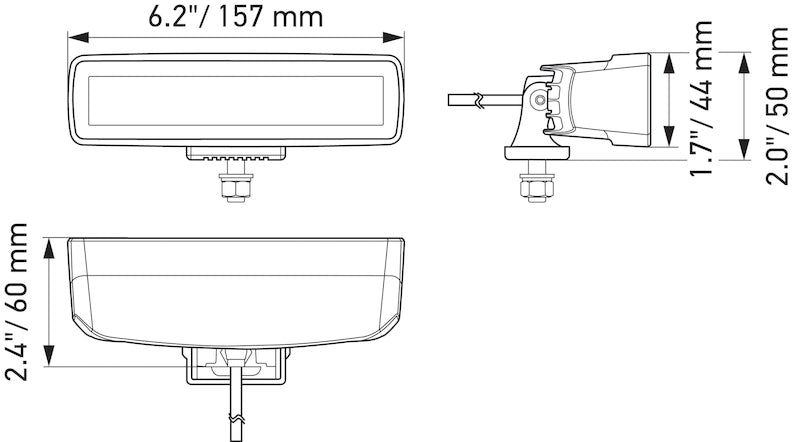 Hella Universal Black Magic 6 L.E.D. Mini Light Bar - Flood Beam