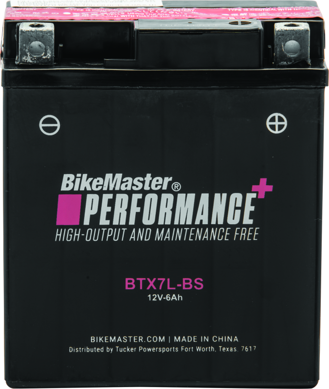 BikeMaster BTX7L-BS Battery - Rowdy Warehouse 