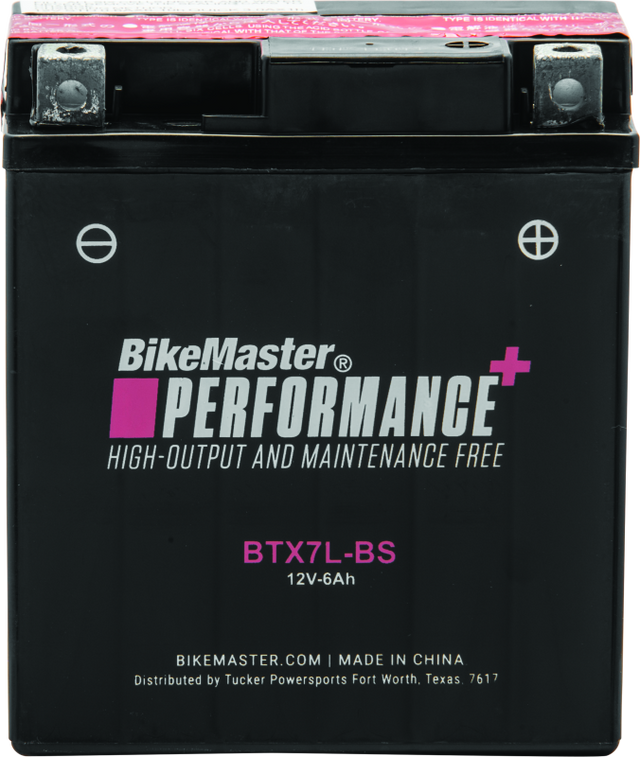 BikeMaster BTX7L-BS Battery - Rowdy Warehouse 