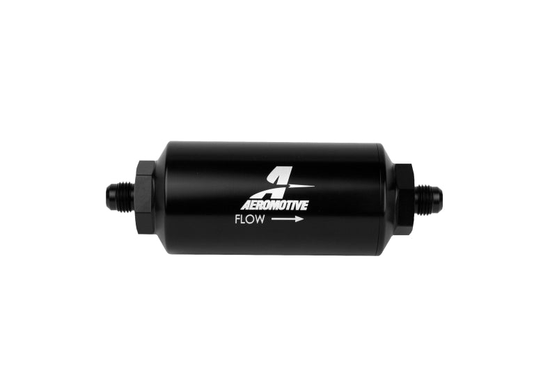 Aeromotive In-Line Filter - (AN-6 Male) 10 Micron Microglass Element Bright Dip Black Finish - Rowdy Warehouse 