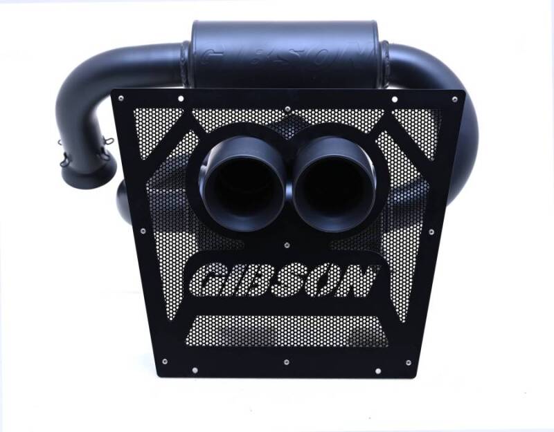 Gibson 2024 Cam-Am Maverick R 4in. T304 Stainless Round Dual Wall Slash-Cut Tip - Black Ceramic - Rowdy Warehouse 