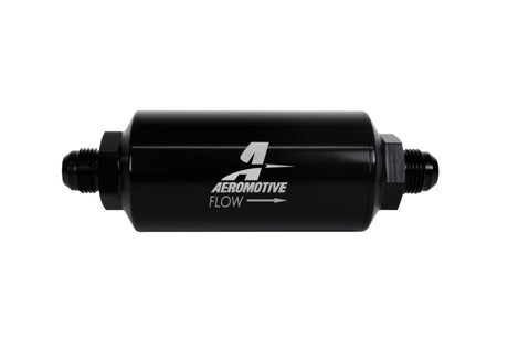 Aeromotive In-Line Filter - (AN -8 Male) 40 Micron Stainless Mesh Element Bright Dip Black Finish - Rowdy Warehouse 