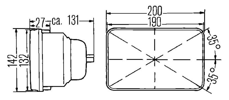 Hella E-Code 5in x 7in H4 Conversion Headlamp Kit - Rowdy Warehouse 