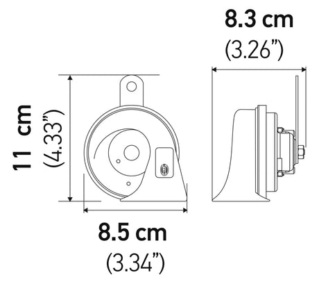 Hella Twin Trumpet Horn Kit 12V 400/500Hz (007424804 = 007424801) - Rowdy Warehouse 