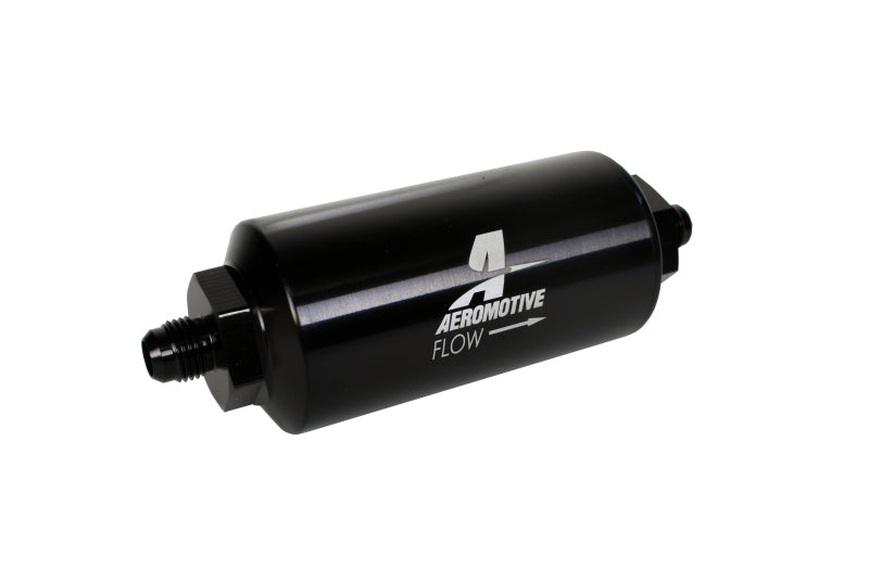 Aeromotive In-Line Filter - (AN-6 Male) 10 Micron Microglass Element Bright Dip Black Finish - Rowdy Warehouse 