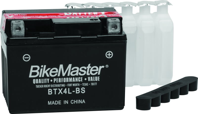 BikeMaster BTX4L-BS Battery - Rowdy Warehouse 