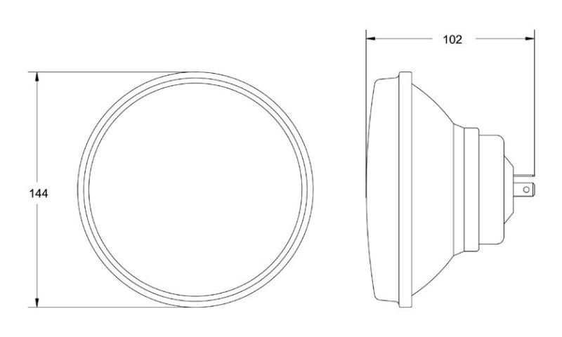 Hella Vision Plus 5-3/4in Round Conversion H4 Headlamp High/Low Beam - Single Lamp - Rowdy Warehouse 