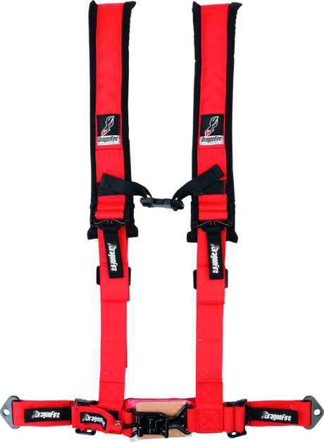 DragonFire Racing Harness- H-Style- 4-Point- 2in Buckle- Red - Rowdy Warehouse 