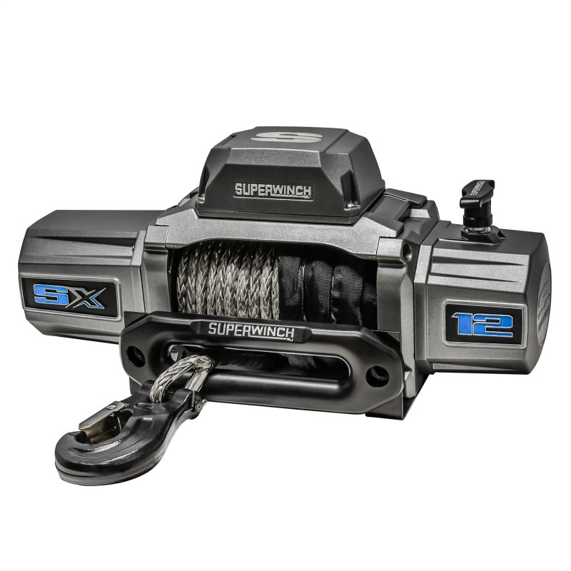 Superwinch 12000 LBS 12V DC 3/8in x 80ft Synthetic Rope SX 12000SR Winch - Graphite