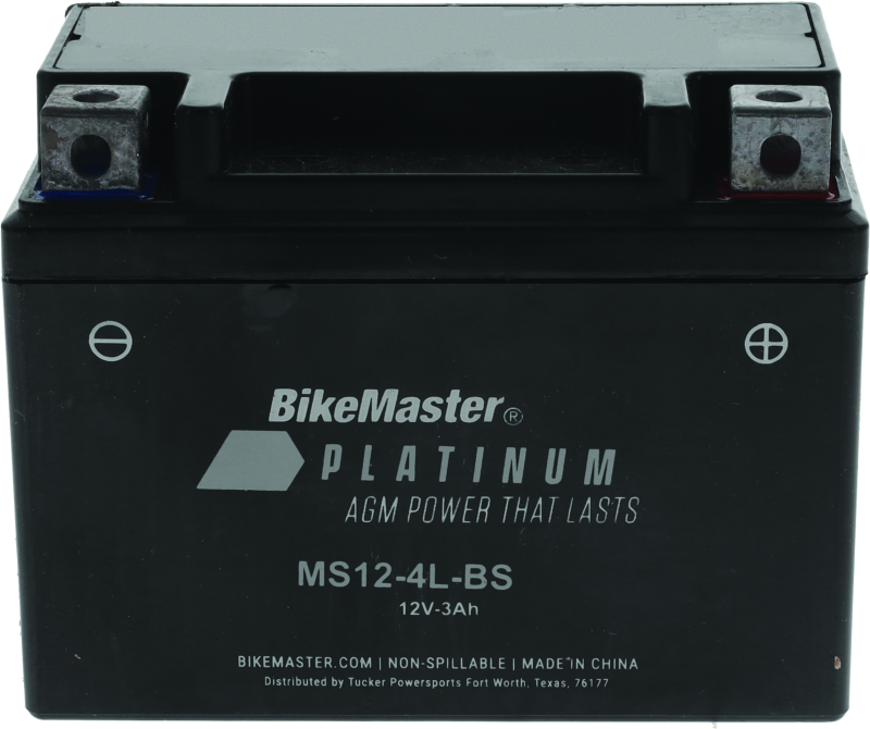 BikeMaster AGM Battery - MS12-4L-BS - Rowdy Warehouse 