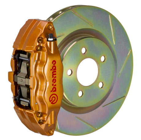 Brembo 02-07 Impreza/WRX/08-14 WRX Fr GT BBK 4 Pist Cast 2pc 326 x30 1pc Rotor Slotted Type1 - Gold - Rowdy Warehouse 